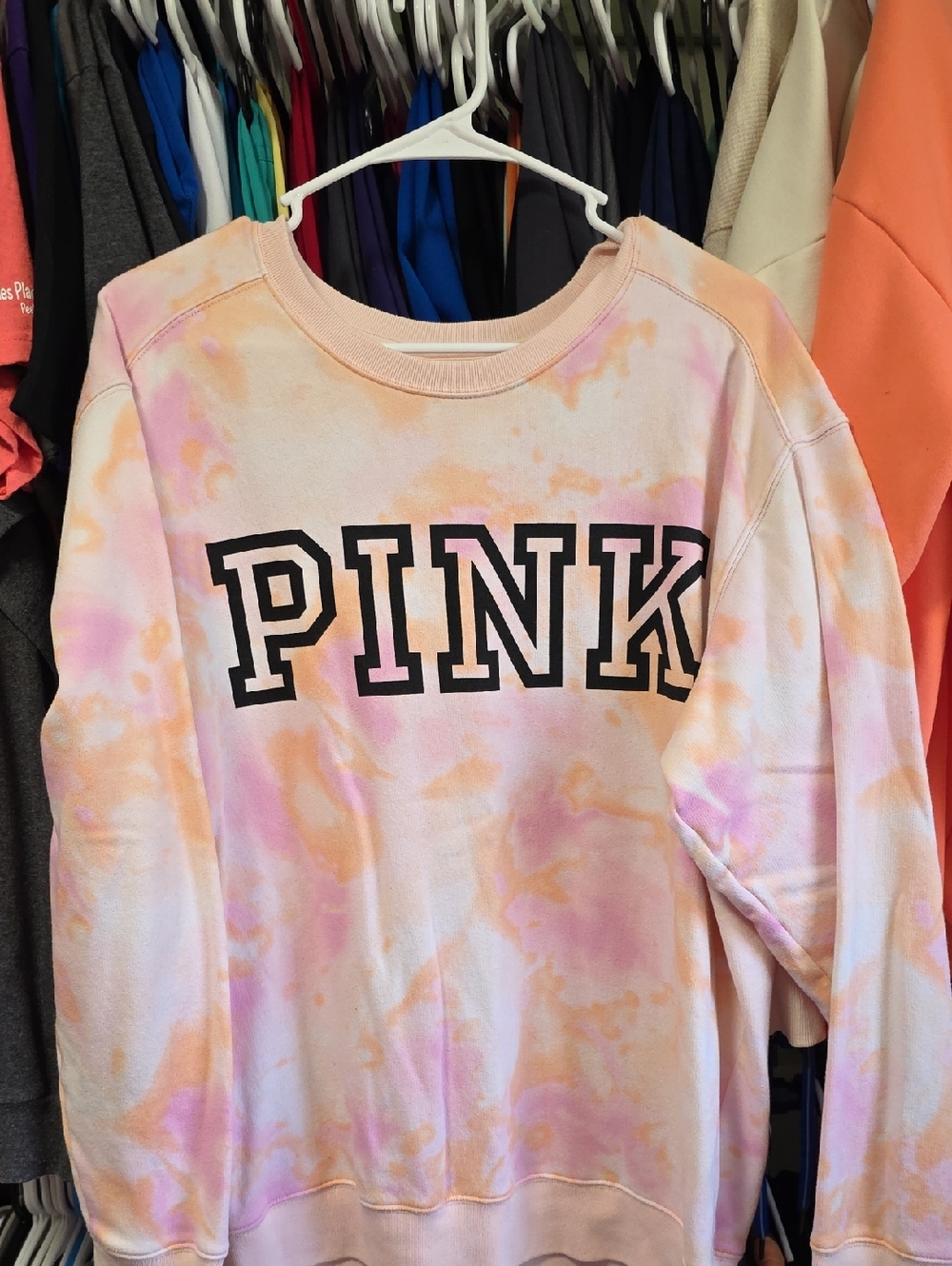 PINK Tie-Dye Crewneck Sweatshirt - Pastel Pink & Peach